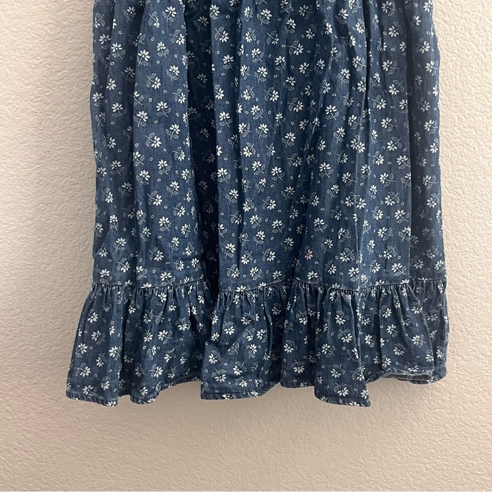 Gymboree Girls Size 12 Denim Style Dress With White Flowers - Picture 3 of 6